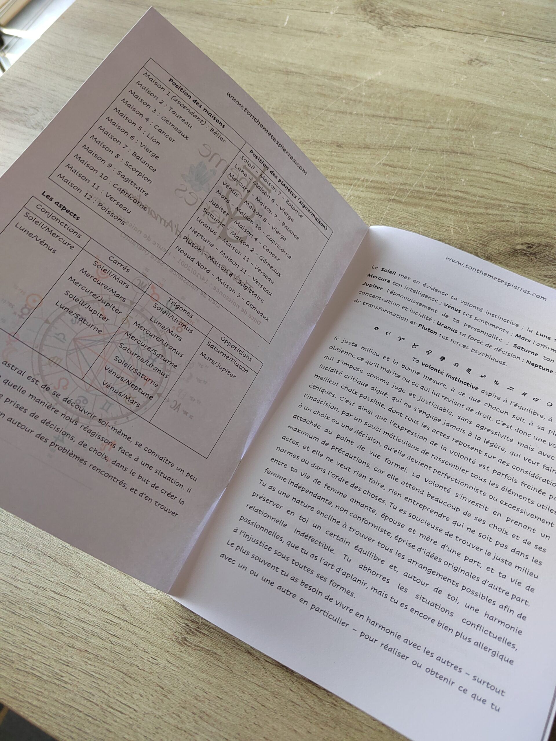 Thème astral avec bracelet