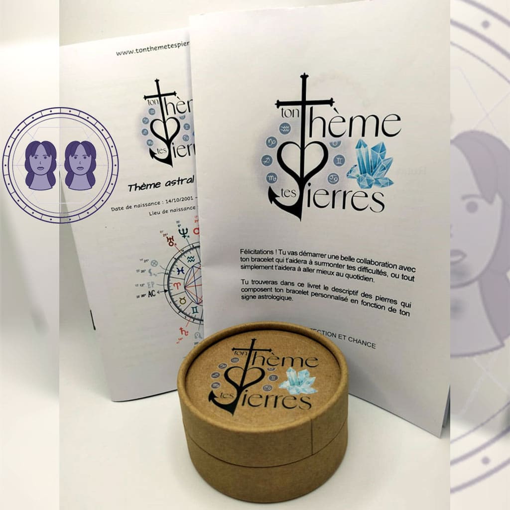 Pack "thème astral + bracelet Personnalisé" pour les Gémeaux